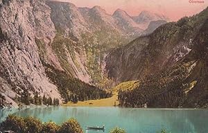 Lake Obersee Upper Bavaria German Portrait Old Antique Painting Oilette Postcard