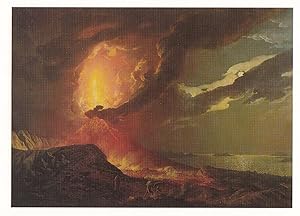 Mount Vesuvias Volcano Eruption Erupting Disaster Italy Old Painting Postcard