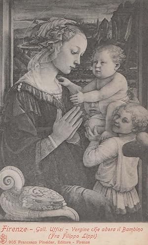 Firenze Virgin Che Adora Il Bambino Uffizi Italy Art Gallery Painting Postcard