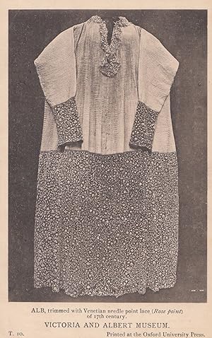 Venetian Needle Point Dress Lace Making London Museum Exhibit Old Postcard