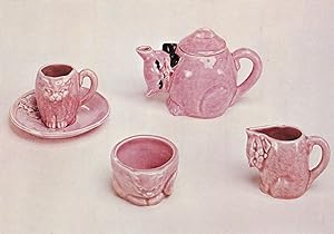 Cat Pink China Tea Antique Coffee Cups London Museum Postcard