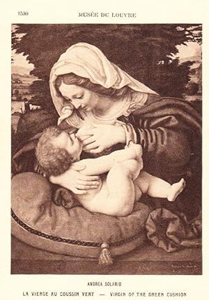 Andrea Solario The Virgin Of Green Cushion Museum De Louvres Painting Postcard