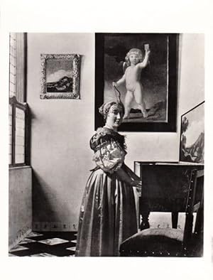 Vermeer Lady Standing At The Virginals Real Photo Rare Gallery Painting Postcard