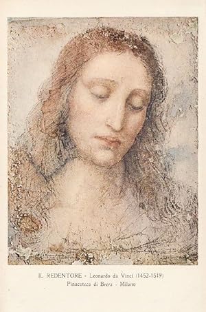 Leonardo Da Vinci Il Redentore Antique Art Gallery Old Painting Postcard
