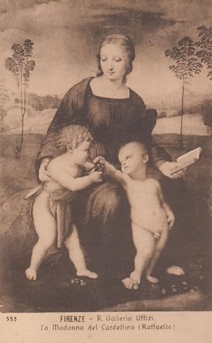 Raffaello La Madonna Del Cardellino Painting Firenze Antique Gallery Postcard