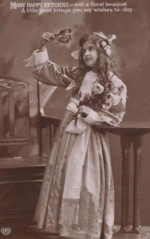 Schoolgirl Little Maid Gypsy Gipsy Romany Fashion Antique Real Photo Postcard