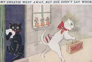 My Sweetie Went Away Ditched Lover Comic Cat Postcard