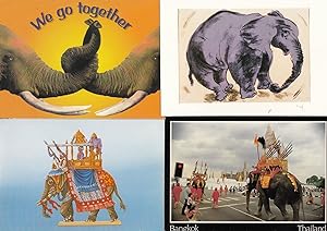 Bangkok Elephant Comic 4x Elephant Postcard s