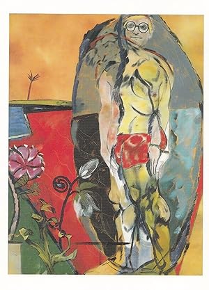 RB Kitaj The Neo Cubist Naked Man In Stone Grave Art Cubism Painting Postcard