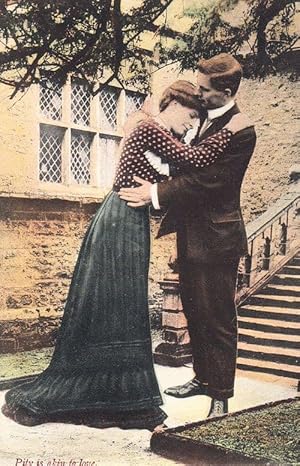 Pity Is Akin To Love Parting Embrace Romance Antique Postcard