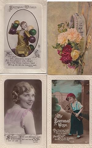 Decorated Banjo Shaped Guitar Enid Stamp Taylor Gold Balloons 4x Greeting RPC Postcard s