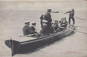 Cowes Week King George On Board Navy Boat Yacht Antique 1909 Military Postcard