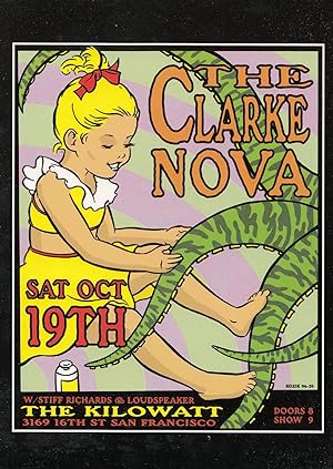 Frank Kozik The Clarke Nova Live at San Fransisco Kilowatt Music Poster Art Postcard
