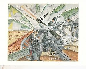 Gino Severini French Cannon In Action Avant Garde Art Rare Military Painting Postcard