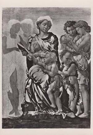 Michelangelo Madonna Child Saint John & Angels Real Photo RPC Painting Postcard