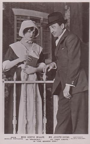 Miss Gertie Millar Mr Joseph Coyne The Quaker Girl Play Real Photo Postcard