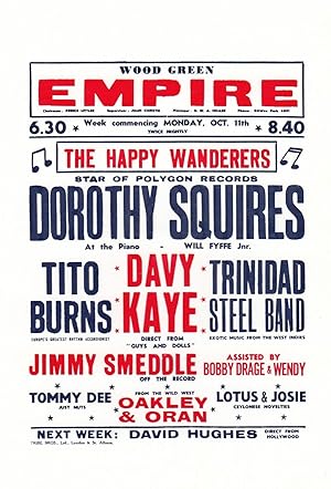 Dorothy Squires Tito Burnes Live At Wood Green Empire Theatre Poster Postcard
