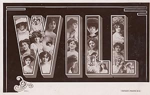 A Name Called Will Big Letters Actresses Postcard