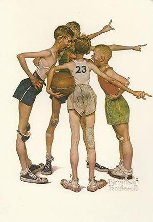 Basketball Team Norman Rockwell Artist Painting Postcard