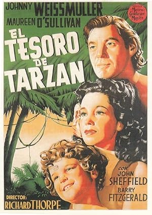 El Tesero De Tarzan Johnny Weissmuller Rare Spanish Cinema Poster Postcard