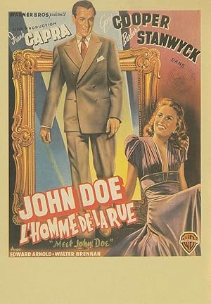 John Doe L'homme De La Rue Frank Capra Gary Cooper French Poster Film 2 Postcard