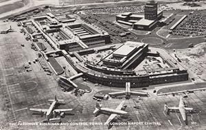 London Airport Control Tower Real Photo 1960s Birds Eye Postcard