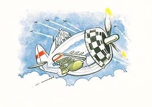 Thunderbolt Plane Aircraft Rare War Animated Painting Cartoon Postcard