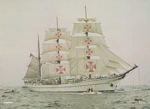 Sagres Portuguese Vintage Training Sailing Ship Red Cross Nurse Mast Postcard