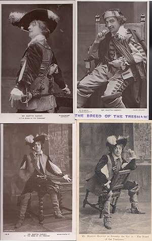 Martin Harvey in The Breed Of The Treshams 4x Theatre RPC Postcard s