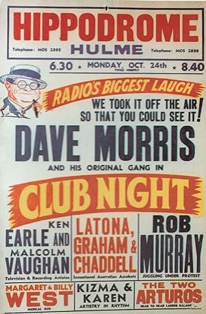 Dave Morris Live at Hulme Hippodrome Radio Show Theatre Poster Postcard