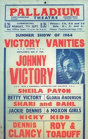 Johnny Victory Live at Edinburgh Palladium Theatre Poster Postcard