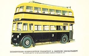 Birmingham Corporation Transport Antique Bus Transport Tram Old View Postcard