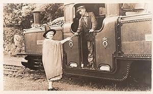 Wales Train Guard Helps Lady Hat Fashion Train Antique Real Photo Welsh Postcard