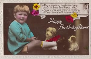 Child With Toy Dog Dogs Antique Happy Birthday Old RPC Postcard