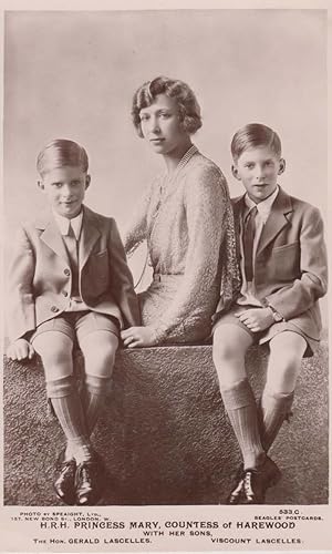 Princess Mary With Her Sons Gerald Viscount Lascelles Royal Real Photo Postcard