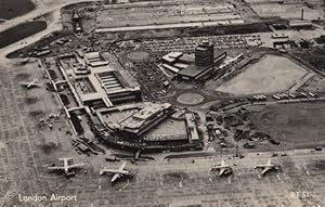 London Airport Runway Vintage Aerial Birds Eye Real Photo Postcard
