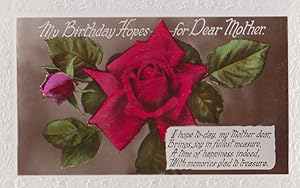Roses A Rose Hopes Mother Romance Happy Birthday Mother Old Greetings Postcard