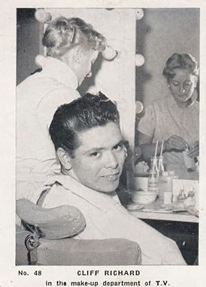 Cliff Richard At BBC TV Make Up Studio Haircut Old Cigarette Photo Trading Card