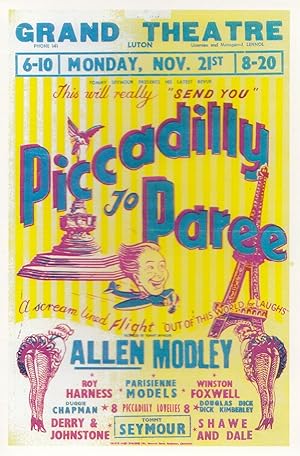Piccadilly To Paree Luton Grand Theatre Poster Postcard