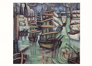 Andre Lhote Port De Bordeaux French Fishing Boats WW1 Exhibit Painting Postcard