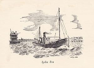 Lydia Eva Kings Lynn Steam Herring Ship Artist Drawing 1970s Postcard