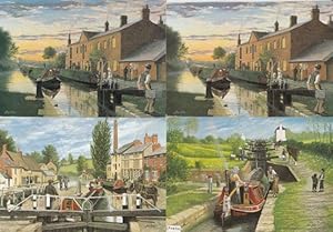 Trent & Mersey Canal Oilette Painting Ship 4x Postcard s