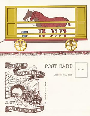 Horse Travelling on Liverpool & Manchester Train Railway Opening Postcard