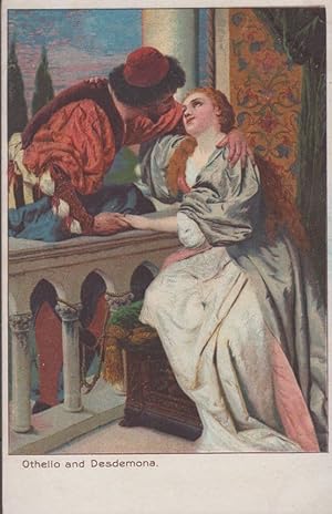 Shakespeare Othello & Desdemona Kissing On Window Antique German Postcard
