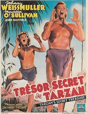 Tresor Secret De Tarzan Johnny Weissmuller Film Poster Art Rare Spanish Postcard