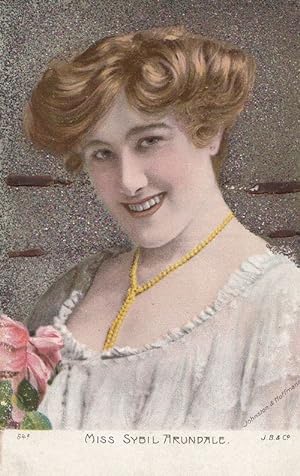 Miss Sybil Arundale Glitter Antique Postcard