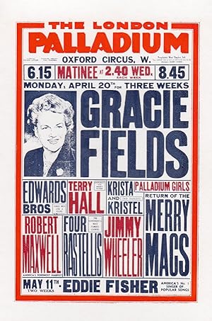 Gracie Fields Live at the London Palladium Theatre Poster Postcard
