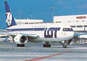 Boeing 767 Plane Taking Off At Warsaw Airport Okecie in 1989 Postcard