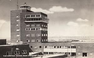 London Airport Control Tower Motorcycle Parking 1960s Real Photo Postcard