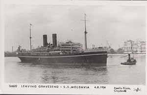 SS Moldavia Ship Leaving Gravesend Kent Postcard